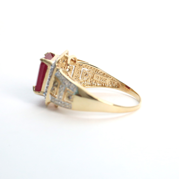Inel cu Rubine Și Diamante din Aur Galben 10k