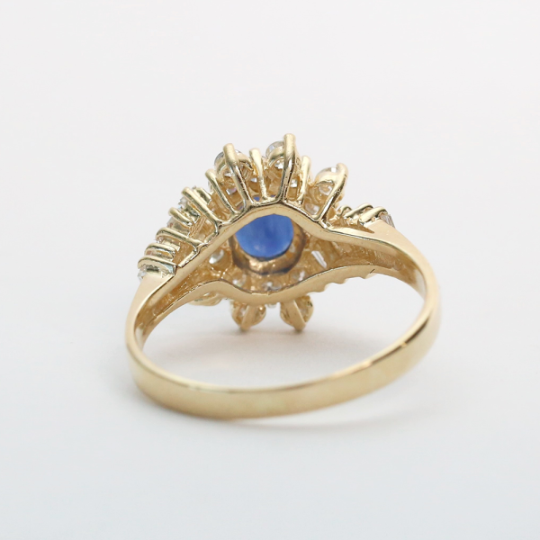 Inel Cocktail cu Safire Și Diamante din Aur Galben 14k