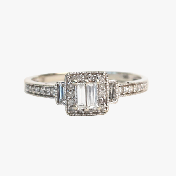 Inel cu Diamante din Aur Alb 10k