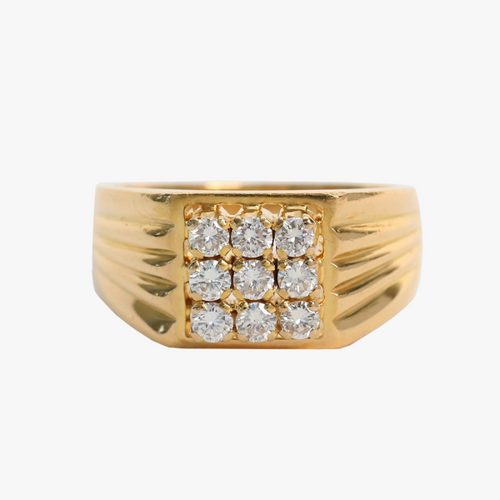 Inel Plat cu Diamante din Aur Galben 22k