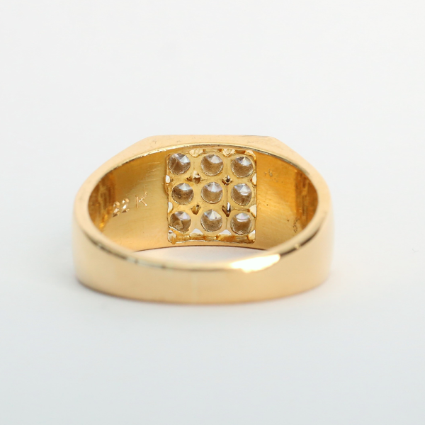 Inel Plat cu Diamante din Aur Galben 22k