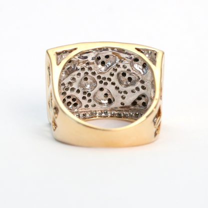 Inel cu Diamante Alb-Negru din Aur Galben 10k