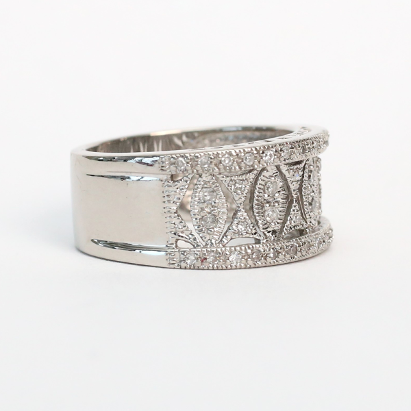 Inel cu Diamante din Aur Alb 14k