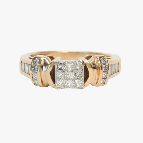 Inel cu Diamante din Aur Galben 14k