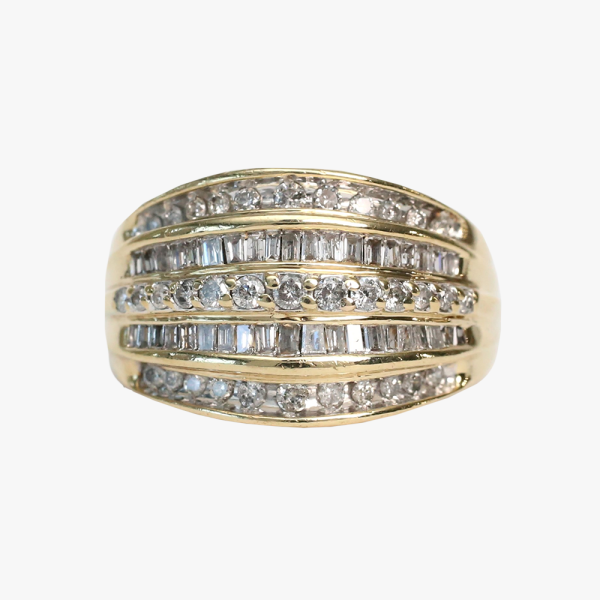 Inel Dom cu Diamante din Aur Galben 14k