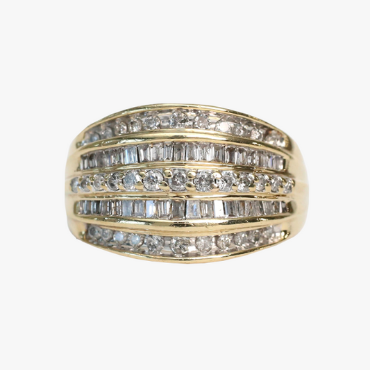 Inel Dom cu Diamante din Aur Galben 14k