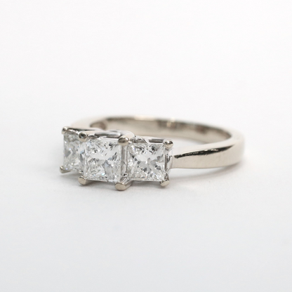 Inel Logodnă cu Diamante din Aur Alb 18k