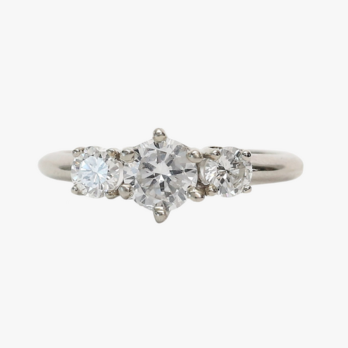 Inel Logodnă cu Diamante din Aur Alb 14k