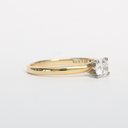 Inel Logodnă cu Diamante din Aur Galben 14k Și Platină