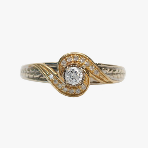 Inel cu Diamante din Aur Galben Și Alb 14k