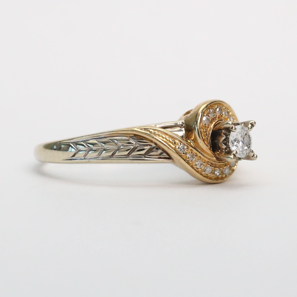 Inel cu Diamante din Aur Galben Și Alb 14k