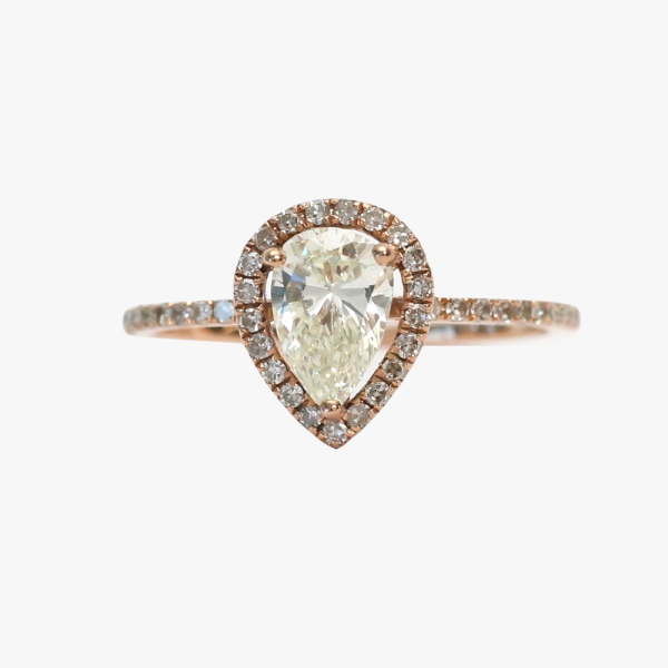 Inel Logodnă Halo cu Diamante din Aur Roz 14k