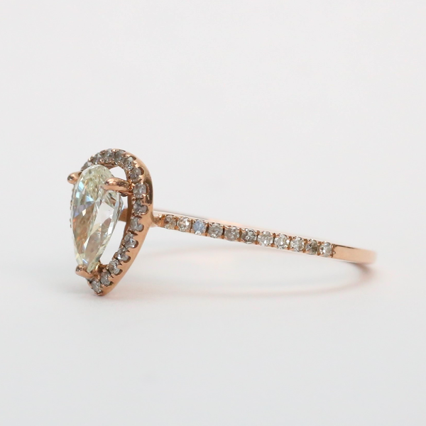 Inel Logodnă Halo cu Diamante din Aur Roz 14k