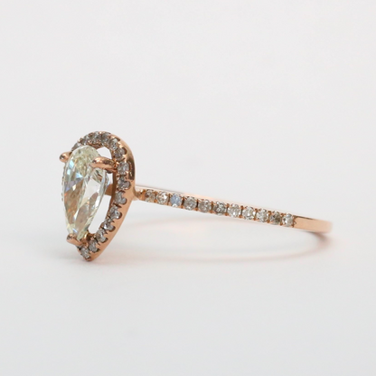 Inel Logodnă Halo cu Diamante din Aur Roz 14k