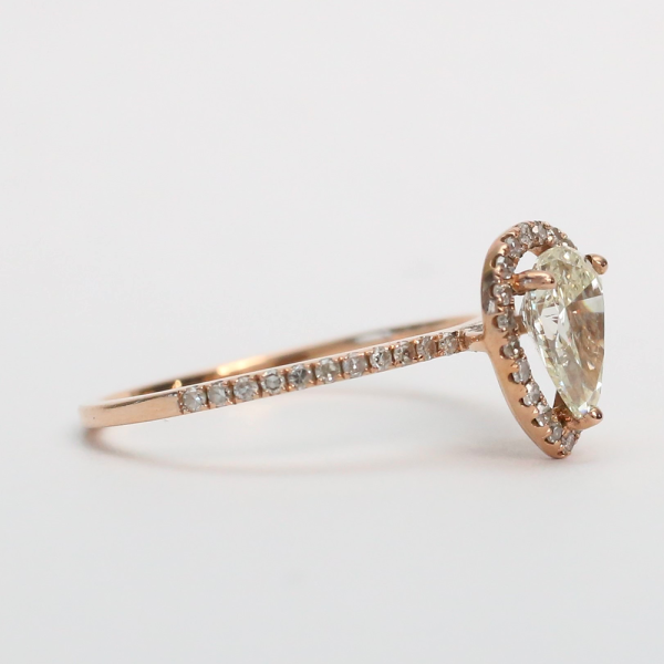Inel Logodnă Halo cu Diamante din Aur Roz 14k