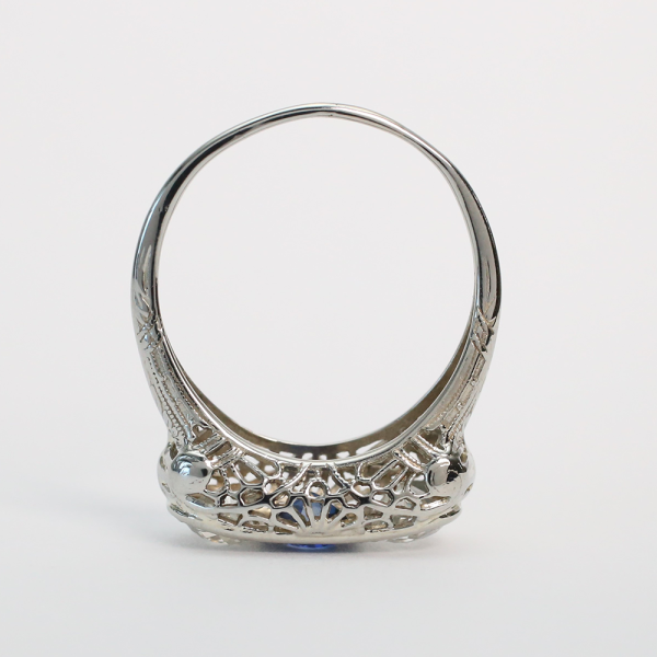 Inel cu Safire Și Diamante din Aur Alb 14k