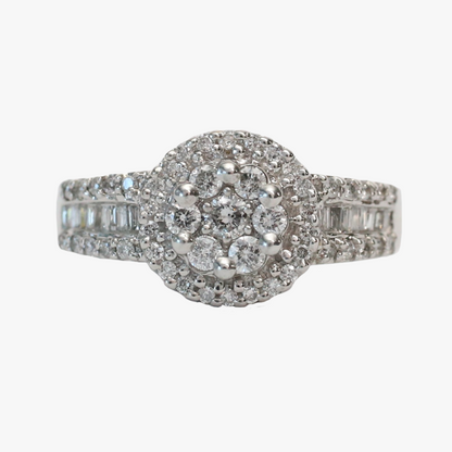 Inel cu Diamante din Aur Alb 14k