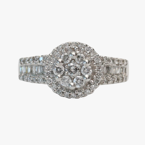 Inel cu Diamante din Aur Alb 14k