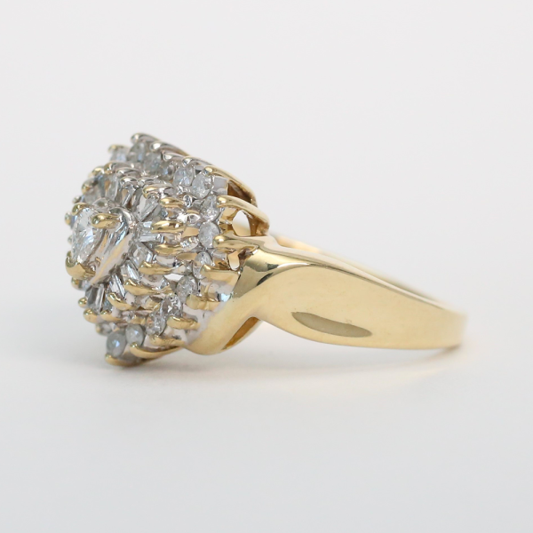 Inel Inimă cu Diamante din Aur Galben 10k