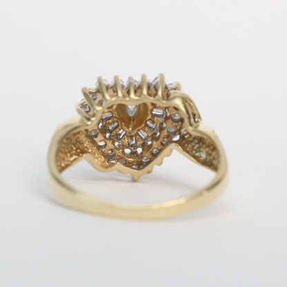 Inel Inimă cu Diamante din Aur Galben 10k