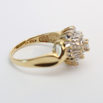 Inel Inimă cu Diamante din Aur Galben 10k