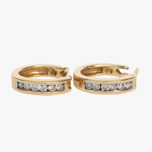 Cercei Cerc cu Diamante din Aur Galben 14k