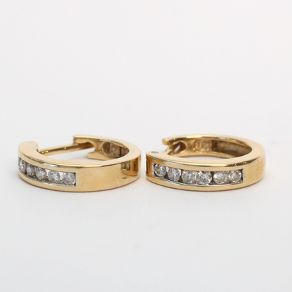 Cercei Cerc cu Diamante din Aur Galben 14k