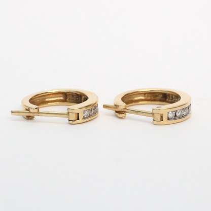 Cercei Cerc cu Diamante din Aur Galben 14k