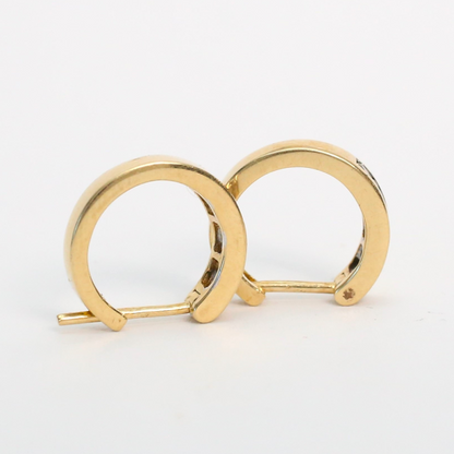 Cercei Cerc cu Diamante din Aur Galben 14k