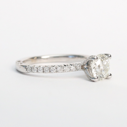 Inel Logodnă cu Diamante din Aur Alb 14k