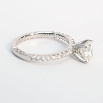 Inel Logodnă cu Diamante din Aur Alb 14k