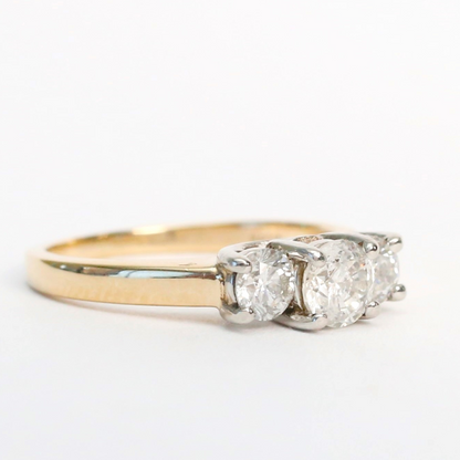 Inel cu Diamante din Aur Galben 14k Și Platina