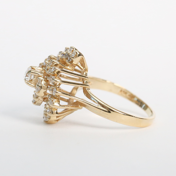 Inel Cocktail cu Diamante din Aur Galben 14k