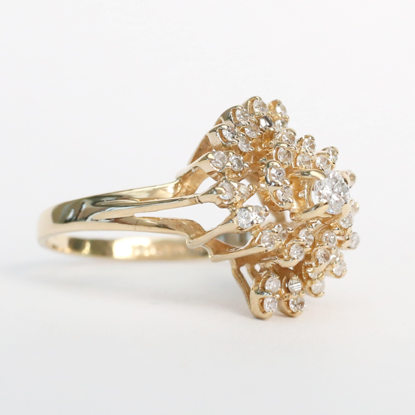 Inel Cocktail cu Diamante din Aur Galben 14k