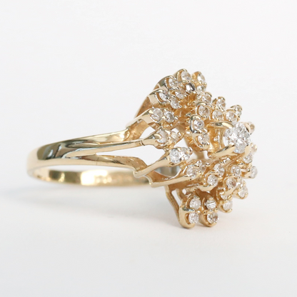 Inel Cocktail cu Diamante din Aur Galben 14k