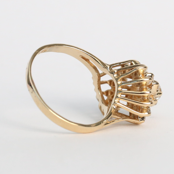 Inel Cocktail cu Diamante din Aur Galben 14k