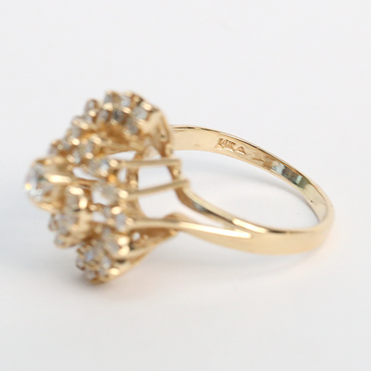 Inel Cocktail cu Diamante din Aur Galben 14k