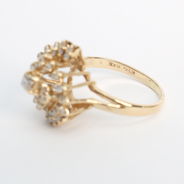 Inel Cocktail cu Diamante din Aur Galben 14k