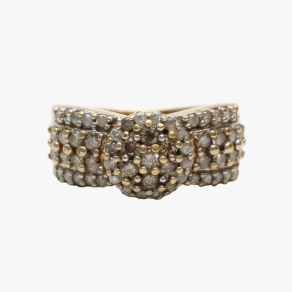 Inel cu Diamante Alb Și Șampanie din Aur Galben 10k