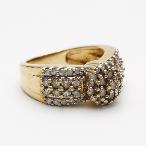 Inel cu Diamante Alb Și Șampanie din Aur Galben 10k