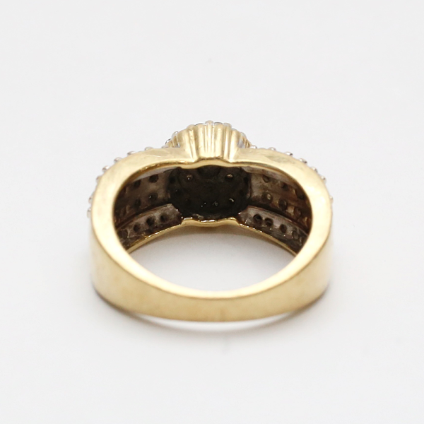 Inel cu Diamante Alb Și Șampanie din Aur Galben 10k