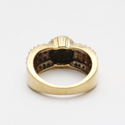 Inel cu Diamante Alb Și Șampanie din Aur Galben 10k