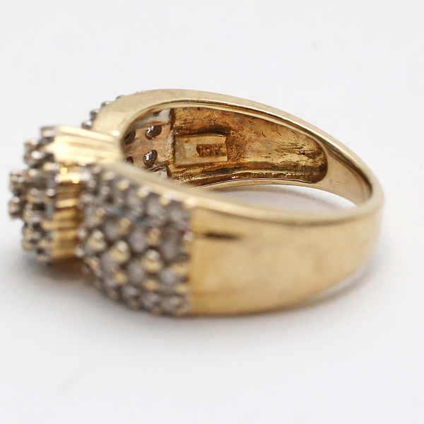 Inel cu Diamante Alb Și Șampanie din Aur Galben 10k