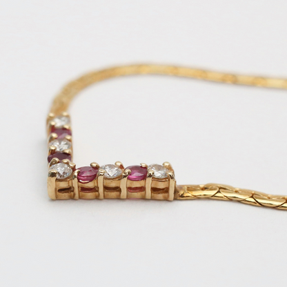 Colier cu Rubine Și Diamante din Aur Galben 18k