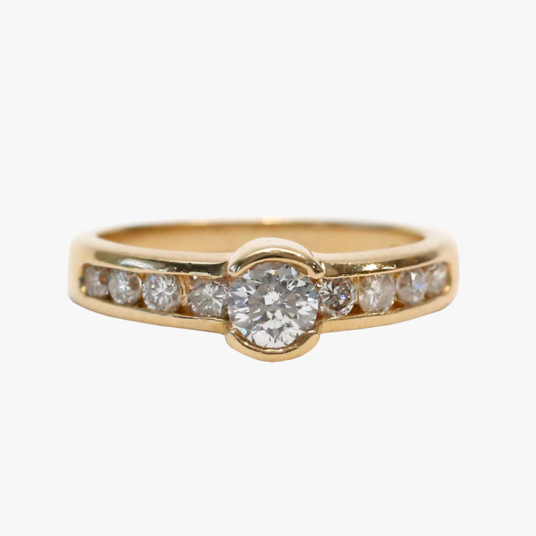 Inel Logodnă cu Diamante din Aur Galben 14k