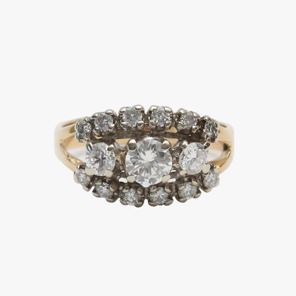 Inel de Cocktail cu Diamante din Aur Galben 14k