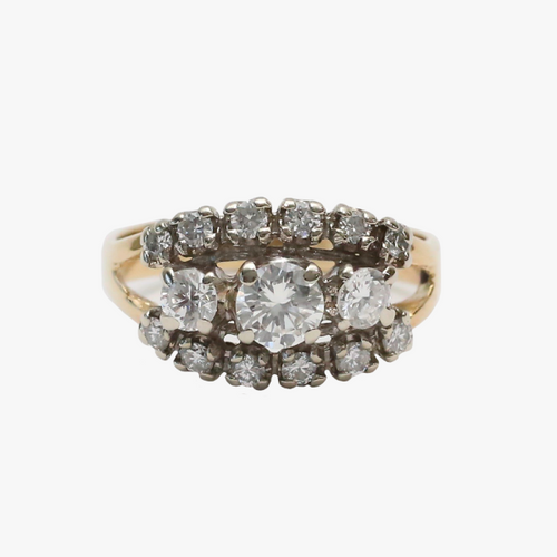 Inel de Cocktail cu Diamante din Aur Galben 14k