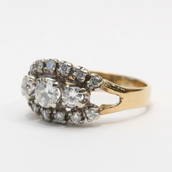 Inel de Cocktail cu Diamante din Aur Galben 14k