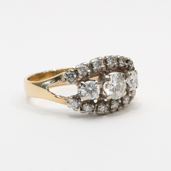 Inel de Cocktail cu Diamante din Aur Galben 14k