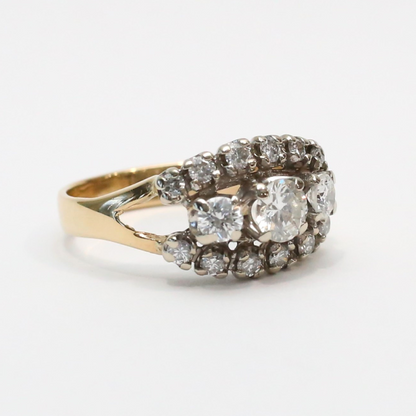 Inel de Cocktail cu Diamante din Aur Galben 14k